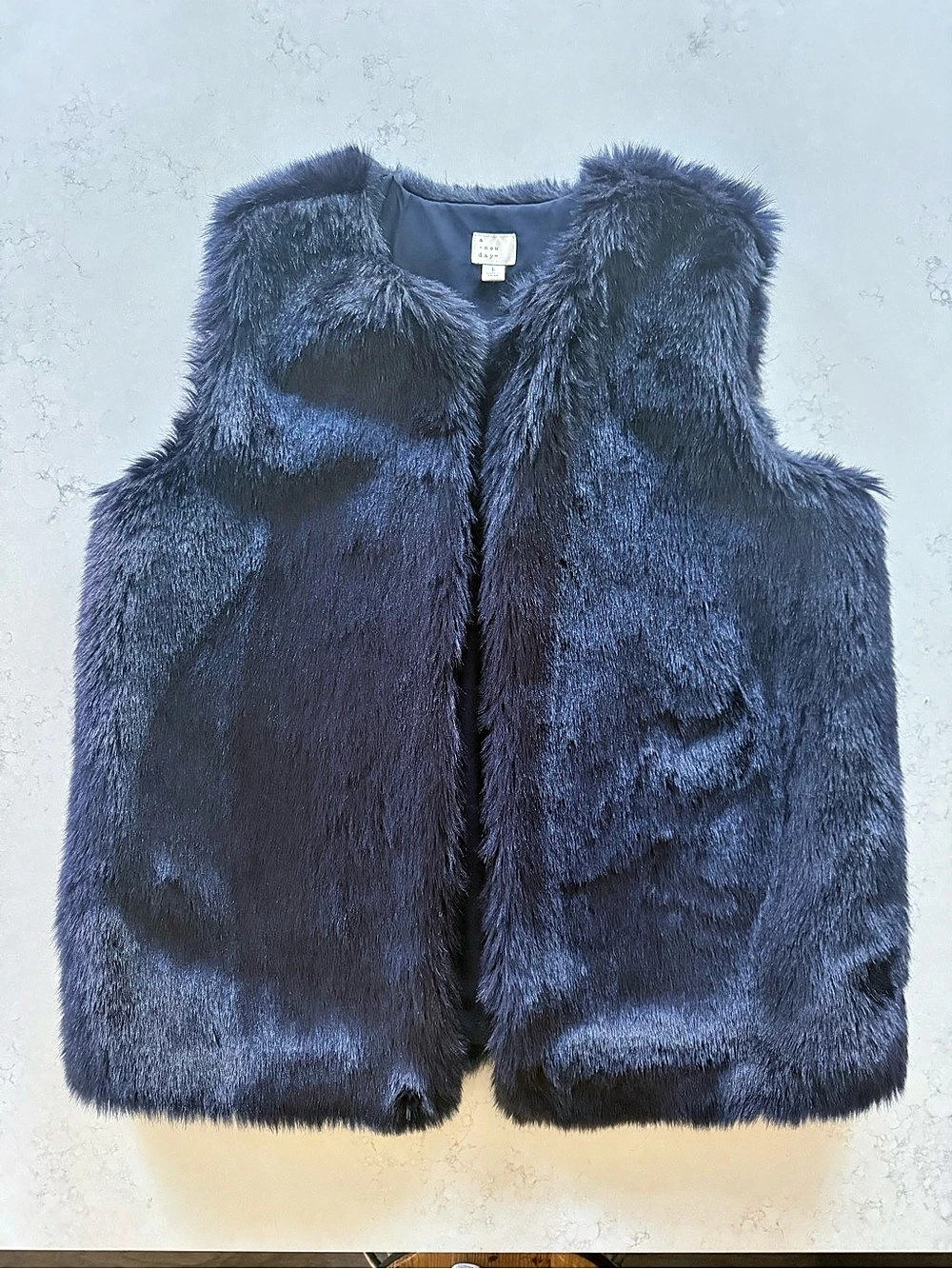 Dark Navy Faux Fur Vest